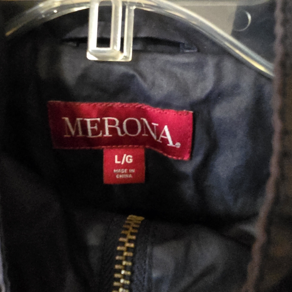 Merona Jacket Size Large Navy Blue Button Up With Zipper Closure - Picture 4 of 12